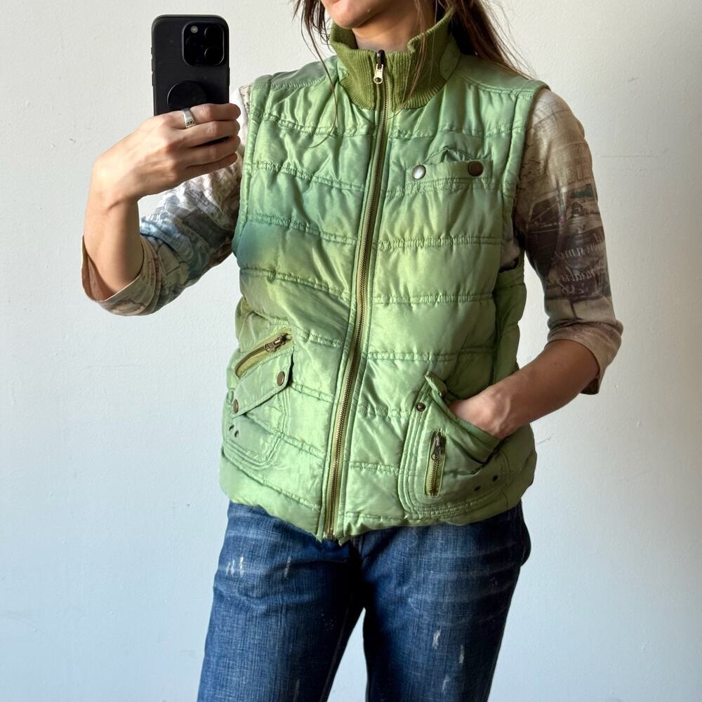Light Green Quilted Puffer Vest - Women